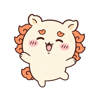 Cute Shisa happily smiling and waving paws Chiikawa PNG Image