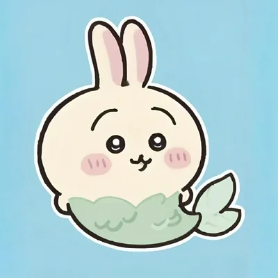 可愛人魚造型烏薩奇綠色魚尾微笑大頭貼 Icon