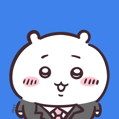 Cute Chiikawa wearing a black formal suit and pink tie smiling Avatar