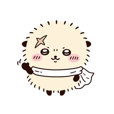 치이카와 둥글둥글 털뭉치 모습의 목도리를 두른 귀여운 랏코 PNG 이미지