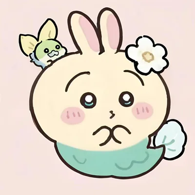하얀 꽃을 달고 인어가 된 시무룩한 표정의 우사기 프사