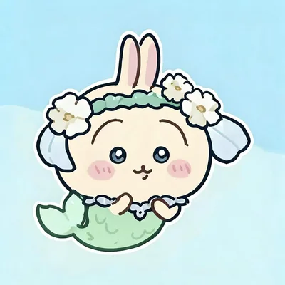 화관 베일을 쓴 귀여운 인어공주 우사기 캐릭터 프사