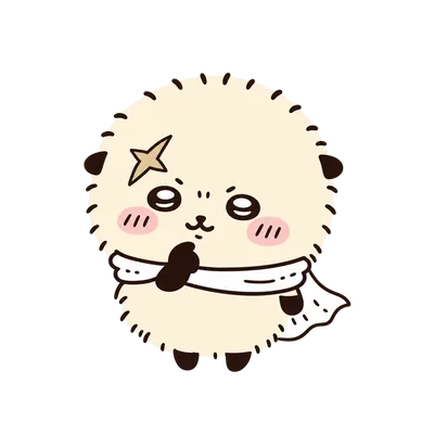 Fluffy Rakko wearing a cape and thinking thoughtfully Transparent PNG