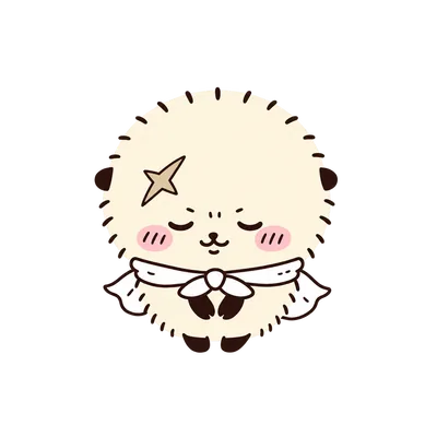 Chiikawa Rakko in a round fluffy form with closed eyes PNG Image