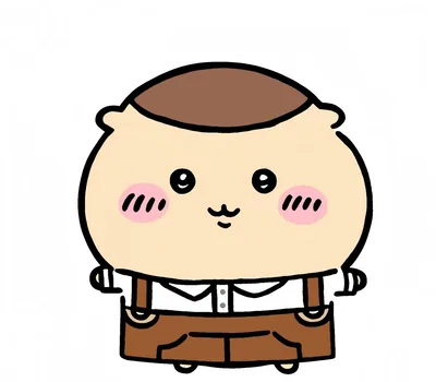단정한 셔츠와 멜빵바지를 입고 미소 짓는 귀여운 쿠리만쥬 아이콘