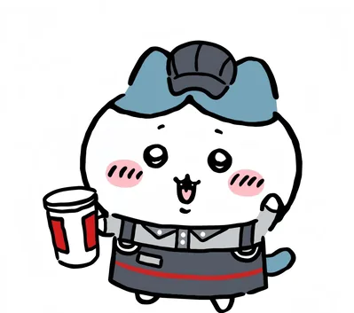 身穿制服手拿飲料杯微笑的可愛小八吉伊卡哇頭貼