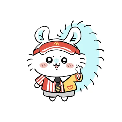 패스트푸드 유니폼과 썬캡을 착용하고 미소 짓는 모몽가 프로필 사진
