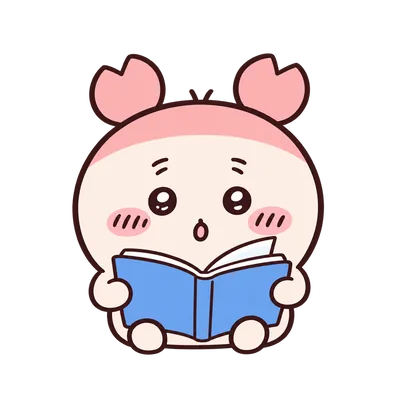 Chiikawa Furuhonya sitting and reading a blue book Sticker