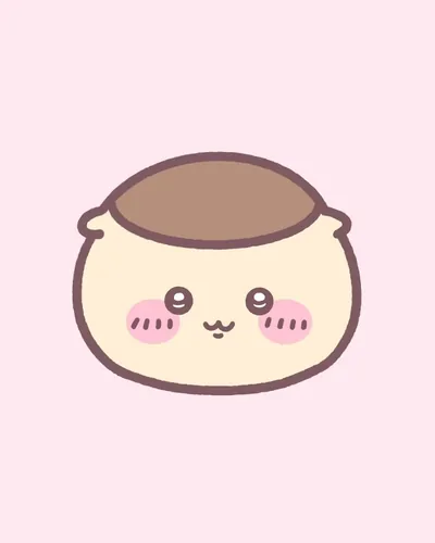 ピンク背景で頬を染めて微笑むかわいいくりまんじゅうのSNSアイコン