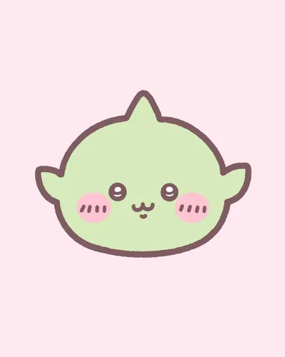 Cute Chiikawa Siren with blushing pink cheeks on pink background PFP
