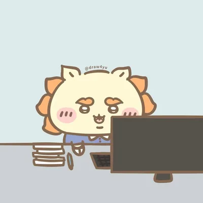 ちいかわのシーサーがデスクで真面目にお仕事する可愛いSNSアイコン