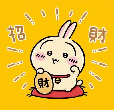 化身招财猫手持金币带来好运的乌萨奇可爱招财头像