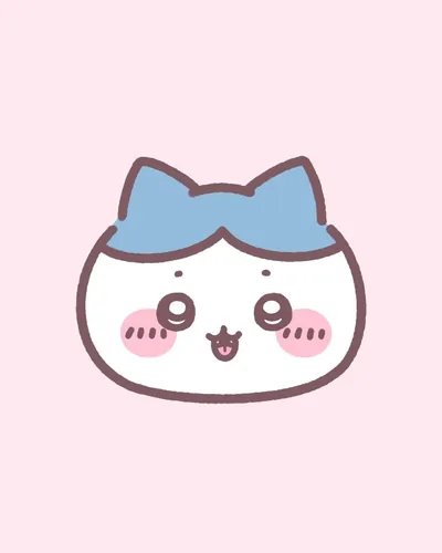 ピンク背景でキラキラおめめでニッコリ笑う可愛いハチワレのSNSアイコン