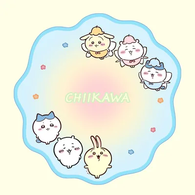 吉伊卡哇、小八与乌萨奇妖精造型边框插画智能手表壁纸