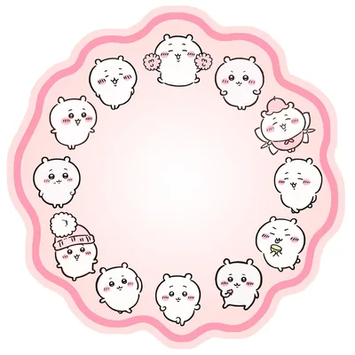 Cute Chiikawa in 12 different adorable expressions clock frame Apple Watch Wallpaper