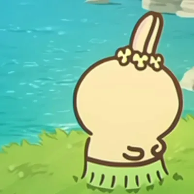 Usagi wearing a flower crown and grass skirt back view Icon