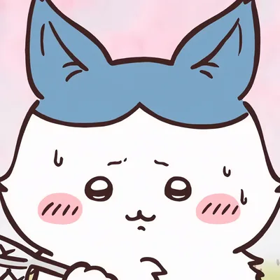 Cute nervous and blushing Hachiware sweating with worried look PFP