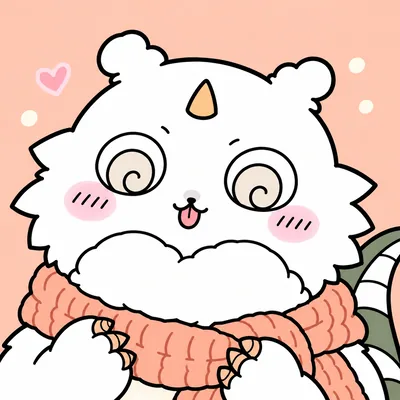 Cute Chiikawa Aoko wearing a warm pink knitted scarf Icon