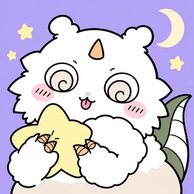 吉伊卡哇那孩子抱着黄色星星吐舌夜空可爱Galaxy Watch壁纸