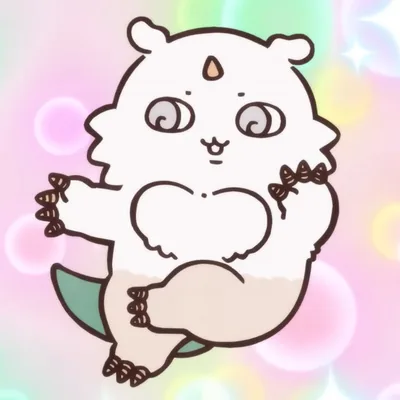 Cute Aoko smiling and floating in colorful bubbles Chiikawa PFP