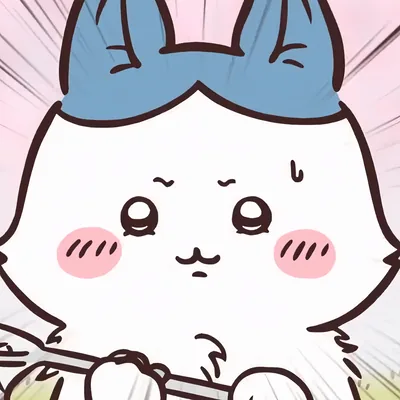 Determined Hachiware holding a weapon with a serious face PFP