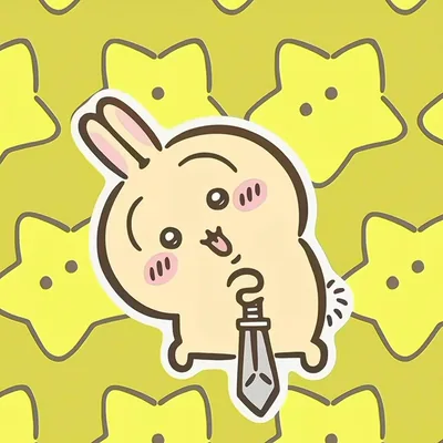 Cute Usagi rolling playfully while holding a weapon Chiikawa PFP