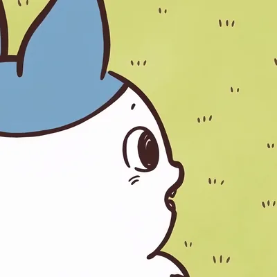 Cute Hachiware looking up with wide eyes in side profile PFP