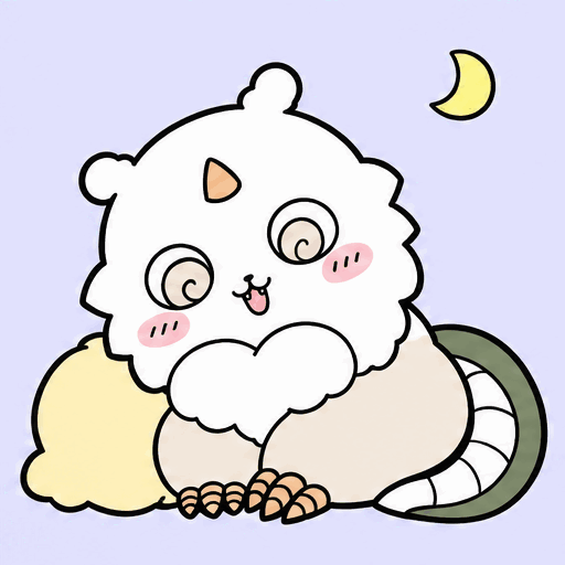 Chiikawa chimera Aoko smiling happily under the crescent moon Reaction GIF