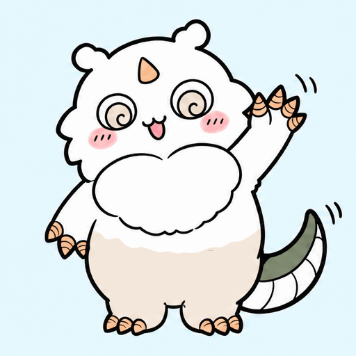 Chiikawa monster Aoko happily waving hand and wagging tail Animated GIF