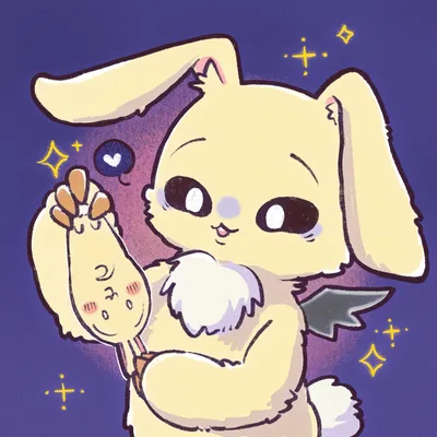 Fluffy chimera Usagi holding a cute rabbit doll with sparkling stars Avatar