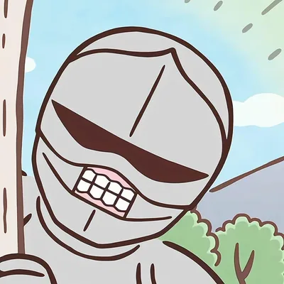 Smiling Chiikawa character Armored Guy close-up outdoors PFP