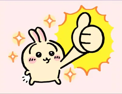 Cute Usagi from Chiikawa giving a giant thumbs up with sparkles PFP