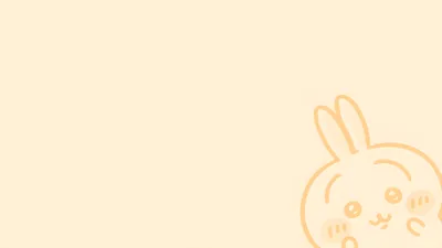 Usagi from Chiikawa peeking from the corner on cream background for PC Wallpaper