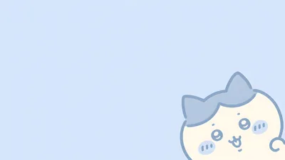 Cute Hachiware peeking from the corner on a light blue background for PC Wallpaper