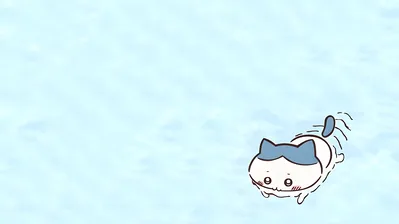 Cute Hachiware swimming in the blue ocean for PC Wallpaper
