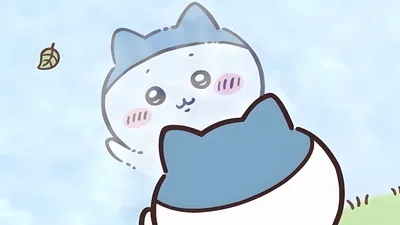 Adorable Hachiware reflection against a soft blue sky for PC Wallpaper
