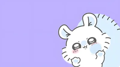 Chiikawa Momonga with sparkly eyes on a purple background for PC 4K Image