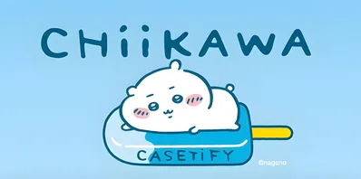 趴在藍色CASETiFY冰棒上休息的可愛吉伊卡哇電腦桌布