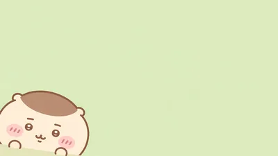 연두색 배경 구석에서 빼꼼 얼굴을 내민 귀여운 밤만쥬의 힐링 데스크톱 배경화면
