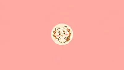 ちいかわシーサーが笑顔でポーズをとるピンク色のPC向け高画質壁紙