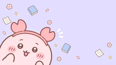 カニのカチューシャをつけた可愛い古本屋と本が舞うおしゃれなPC壁紙