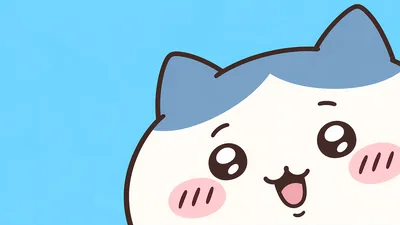 치이카와 하치와레가 푸른 하늘색 배경에서 활짝 웃는 귀여운 데스크톱 배경화면