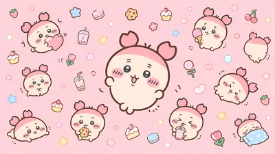 Cute Furuhonya with sweet treats and pink desserts wallpaper for PC 4K Image