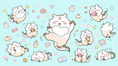 ちいかわのあのこがお菓子やドーナツに囲まれて踊る可愛いPC高画質壁紙