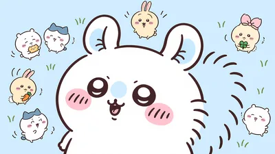 しっぽを振るモモンガと小さなちいかわやハチワレが可愛いPC向け高画質壁紙