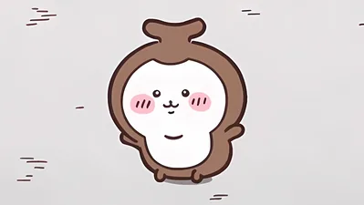 Cute Chiikabu smiling happily with blushing cheeks for PC Background