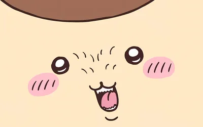Cute close-up of Kurimanju blushing with a happy smile for PC Wallpaper