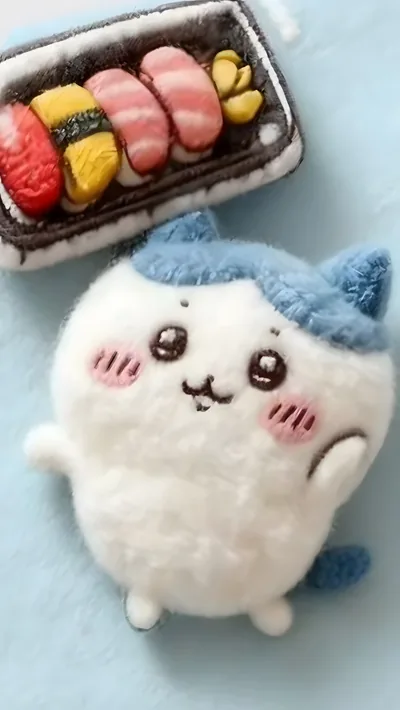 귀여운 하치와레 인형과 초밥 도시락 스마트폰 배경화면