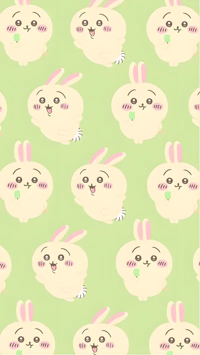 Adorable Usagi eating green dango seamless pattern for Phone Background