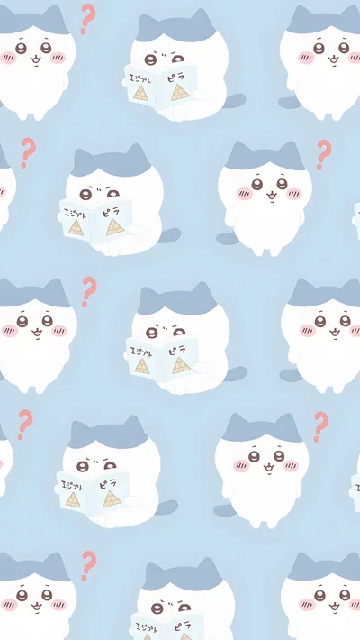Hachiware reading a book and looking confused pattern for Phone Wallpaper